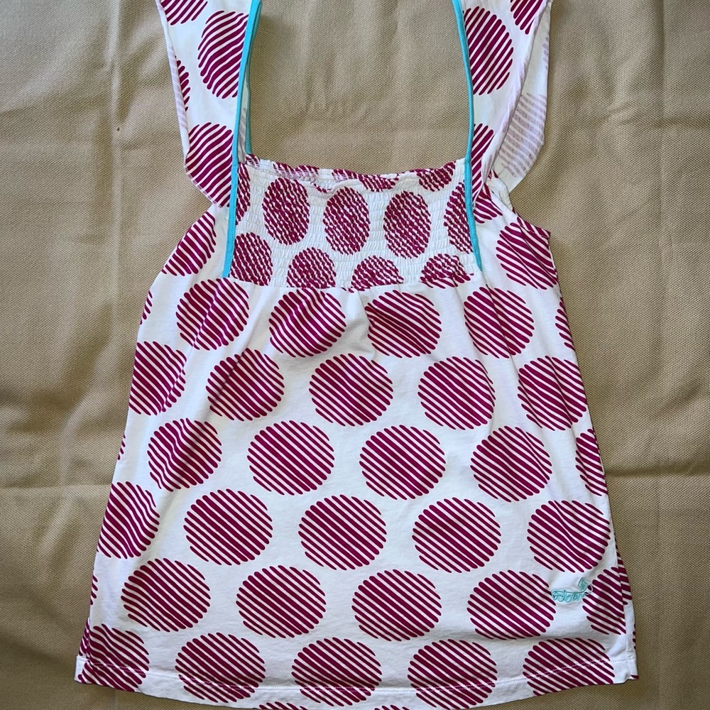 Volcom "Spain Drain" Top - White/Fuchsia Circles Flowy/Airy Y2K - Junior's XL
